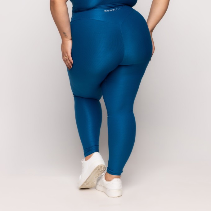 Calça Canelada Recorte V Plus Size Deep Blue