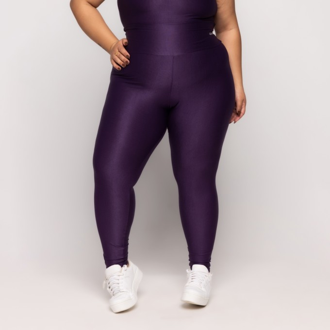 Calça Canelada Recorte V Plus Size Açaí