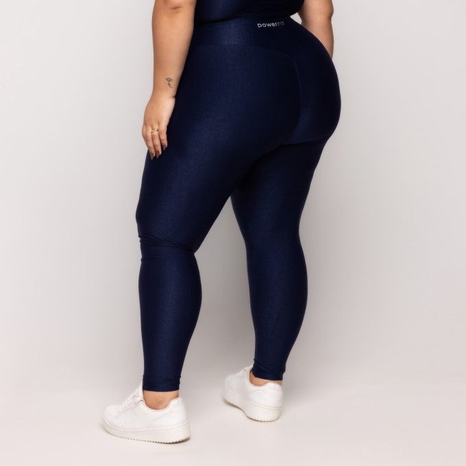 Calça Canelada Recorte V Plus Size Azul Noturno